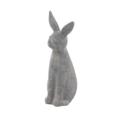 18" Gray Stone Farmhouse Rabbit Garden Sculpture