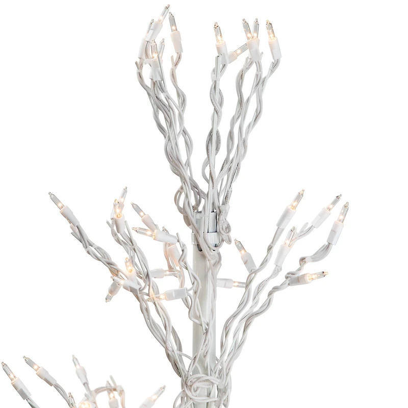 6ft. Pre-Lit White Cascade Twig Artificial Christmas Tree, Clear Lights