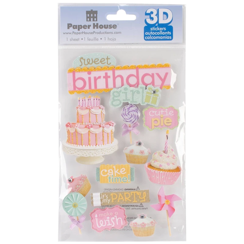 Paper House® Sweet Birthday Girl 3D Stickers