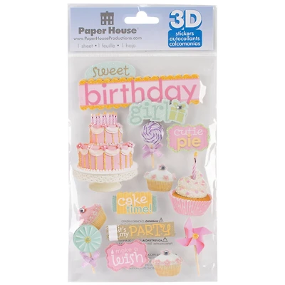 Paper House® Sweet Birthday Girl 3D Stickers
