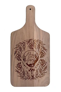 17" Pray For Surf Walnut Wood Paddle Cutting Board