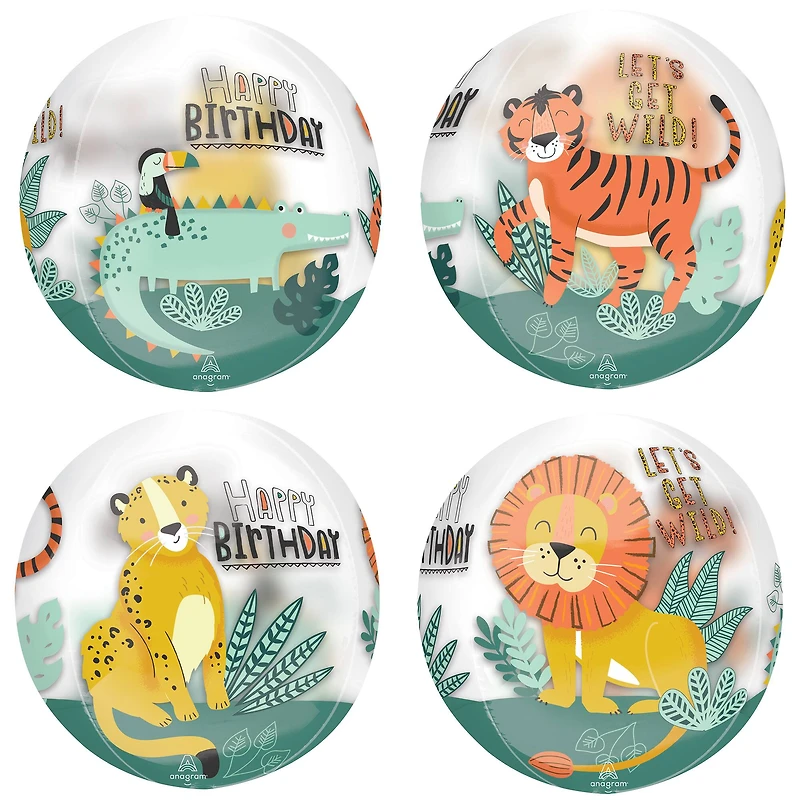 Orbz® XL™ 16" Get Wild Birthday Clear Foil Balloon