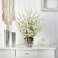 2.4 ft. Cherry Blossom Arrangement in Silver Bowl