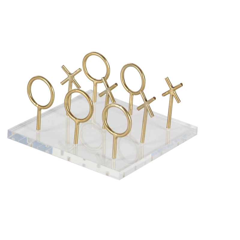 CosmoLiving by Cosmopolitan Gold & White Acrylic Glam Tic-Tac-Toe Game Set