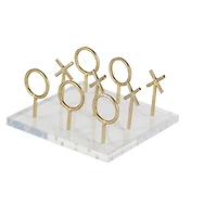 CosmoLiving by Cosmopolitan Gold & White Acrylic Glam Tic-Tac-Toe Game Set