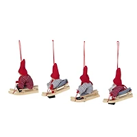 Holiday Kids on Sleds Christmas Ornaments - 4" - Set of 4