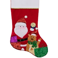20.5" Santa Claus, Reindeer & Glitter Presents Christmas Stocking