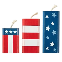 Glitzhome® Wooden Patriotic America Firecracker Table Décor Set