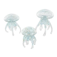 Blue Jellyfish Textured Glass Sculpture Set