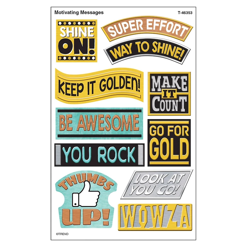 Trend Enterprises® I Heart Metal Motivating Messages superShapes Stickers, 6 Packs of 88