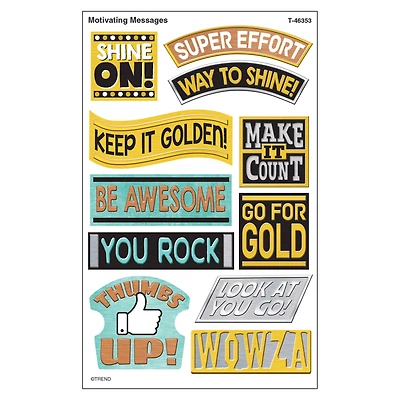 Trend Enterprises® I Heart Metal Motivating Messages superShapes Stickers, 6 Packs of 88
