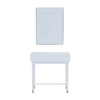 Set of 2" White Wood Traditional Console Table with Mirror, 31" x 31" x 16"