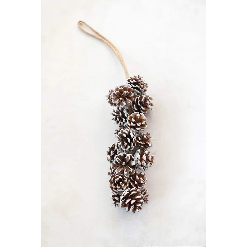 Hello Honey® Snow Finish Natural Pinecone Cluster with Jute Hanger