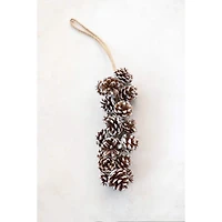 Hello Honey® Snow Finish Natural Pinecone Cluster with Jute Hanger