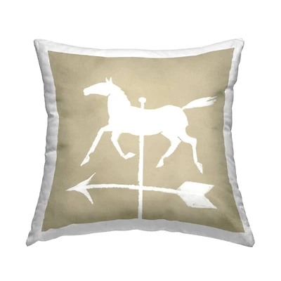 Stupell Industries Trotting Horse Weathervane Compass Silhouette Throw Pillow, 18" x 18"
