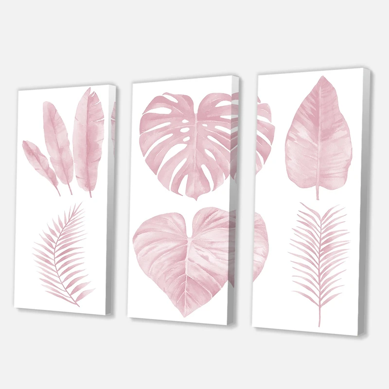 Designart - Tropical Pink Watercolour Leaves I