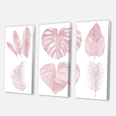 Designart - Tropical Pink Watercolour Leaves I