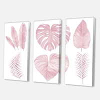 Designart - Tropical Pink Watercolour Leaves I
