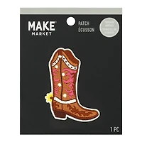 Pink Embroidered Cowboy Boot Iron On & Adhesive Patch by Make Market®