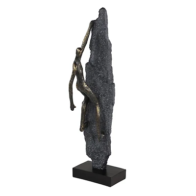 Bronze Resin Industrial Sculpture, Climbing 19" x 6" x 5"