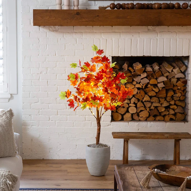 4ft. Pre-Lit Shades of Autumn Maple Artificial Fall Tree with 180 Warm White LED Lights