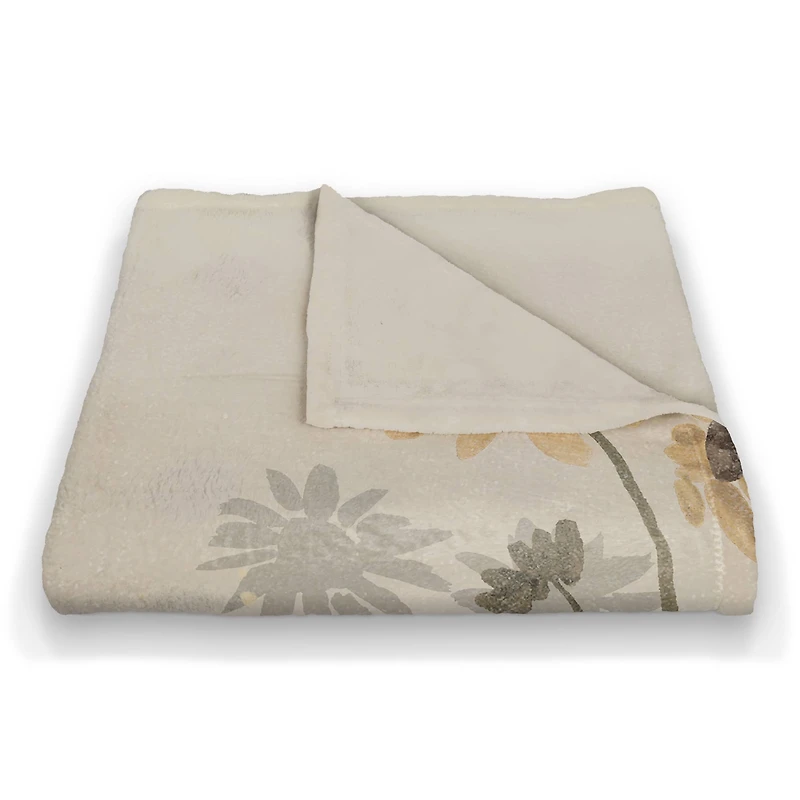 50" x 60" Frenchie Sunflower Field Coral Fleece Blanket