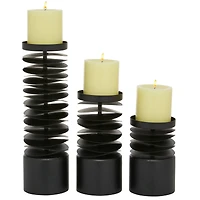Black Metal Contemporary Candle Holder Set
