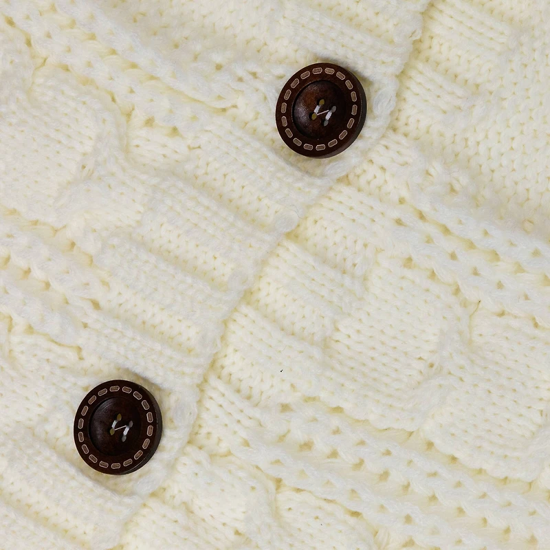Knitted Sweater Tree Skirt with Buttons - 84“ - Cream