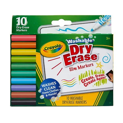 Crayola® Washable Dry Erase™ Slim Markers, 10ct.