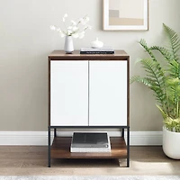Walker Edison Dark Walnut/White 2 Door Accent Cabinet