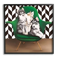Stupell Industries Hipster Dogs Green Mod Chair Modern Room Interior Framed Wall Art