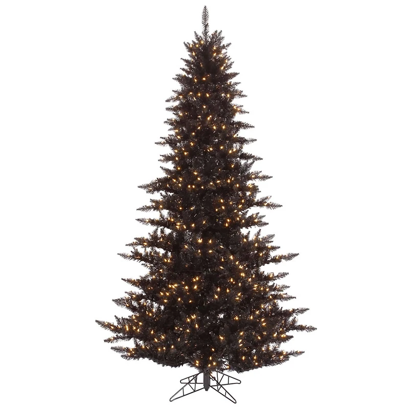 3ft. Pre-Lit Black Fir Artificial Christmas Tree, Warm White LED Lights