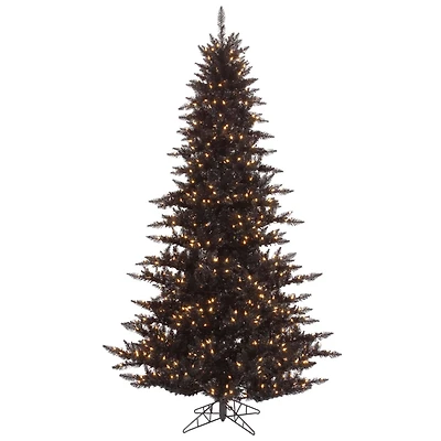 3ft. Pre-Lit Black Fir Artificial Christmas Tree, Warm White LED Lights