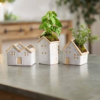 Neutral Porcelain House Planters Set