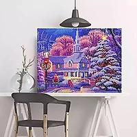 Sparkly Selections House & Christmas Tree Pre-Framed Diamond Painting Kit with Backlighting