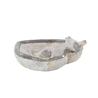 15" Gray Polystone Country Birds Garden Sculpture