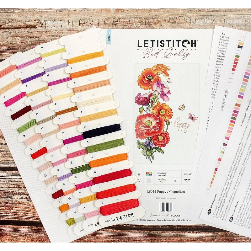 LetiStitch Poppy Counted Cross Stitch Kit