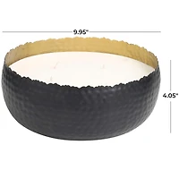 90oz Campfire Scented White 4 Wick Candle in Hammered Matte Black Bowl