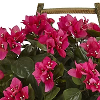 18" Pink Bougainvillea In Rustic Wood Planter
