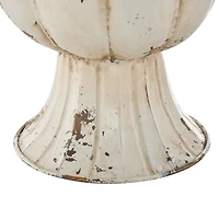 13.25" Distressed Cream Metal Tulip Vase