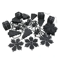 125ct. Jet Black Shatterproof 4-Finish Christmas Ornaments