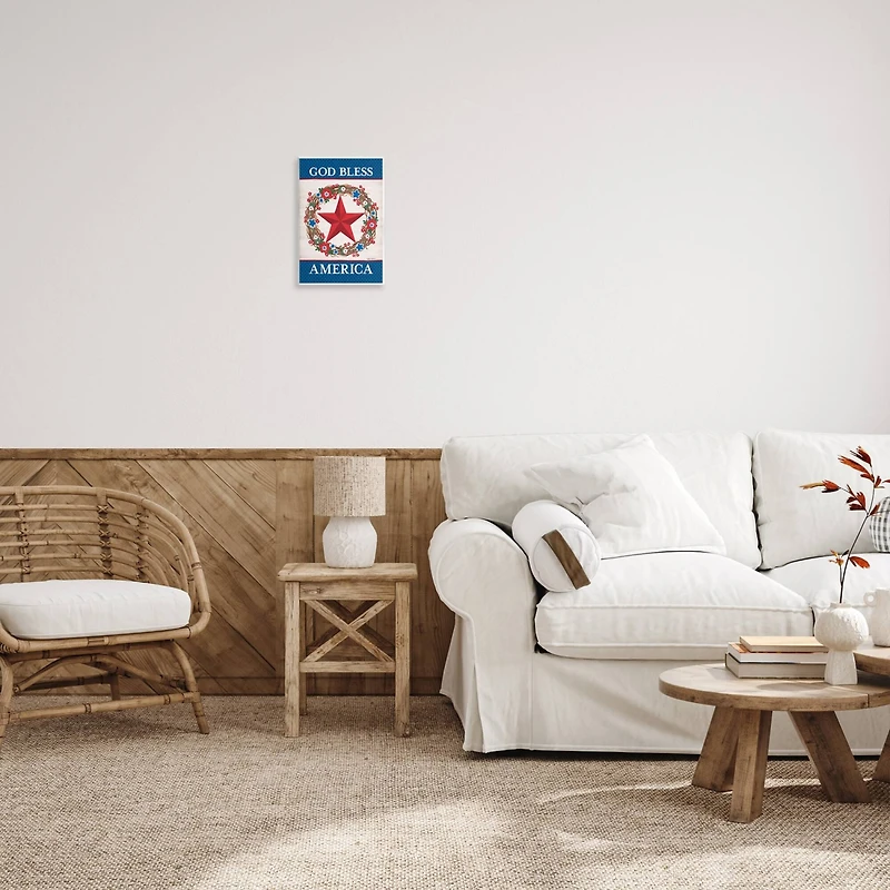 Stupell Industries God Bless America Wreath Wall Plaque Art