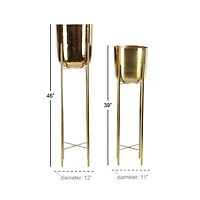 CosmoLiving by Cosmopolitan Gold Metal Glam Planter Set, 39" & 46"