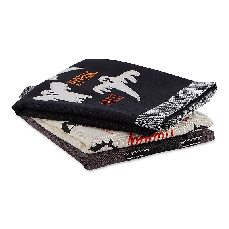 DII® Assorted Halloween Embroidered Dishtowel Set