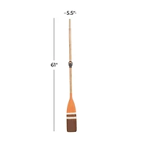 Coastal Brown and Orange Wood Oar Wall Art, 61" x 6" x 2"