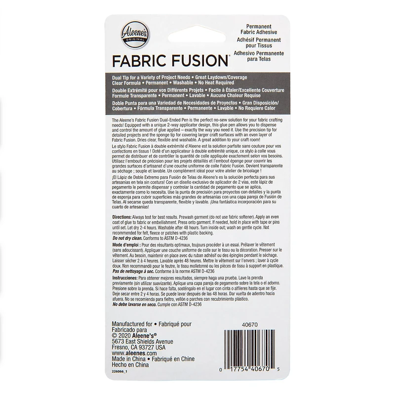 Aleene's® Original Fabric Fusion® Dual-Ended Permanent Fabric Adhesive Pen