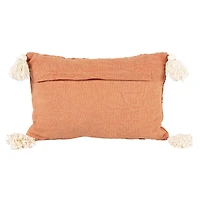 Hello Honey® Rust & Natural Embroidery Cotton Lumbar Pillow with Tassels