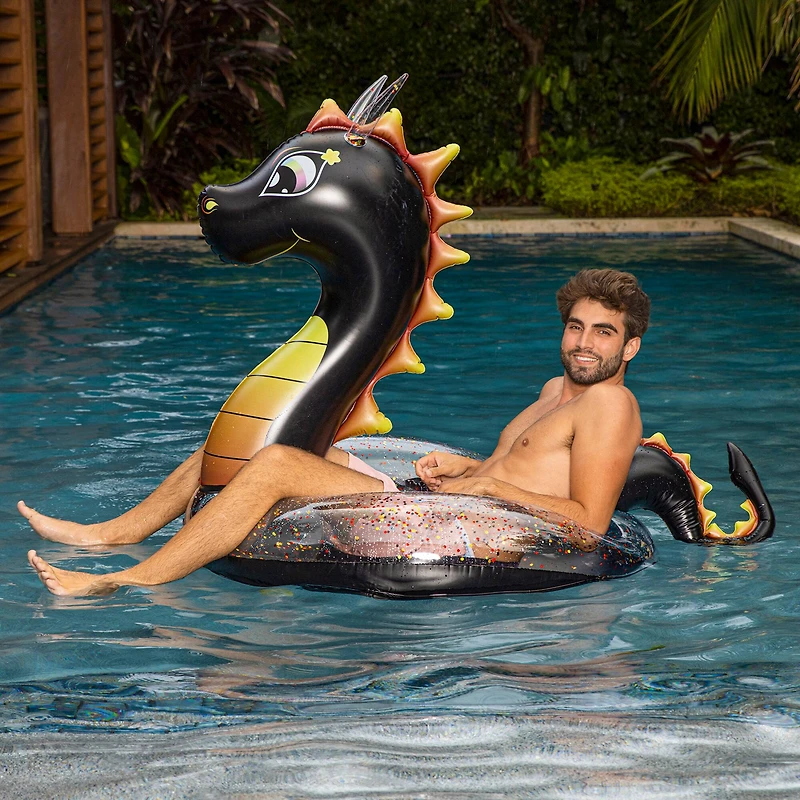 PoolCandy Glitterfied® Black Dragon Jumbo Pool Tube