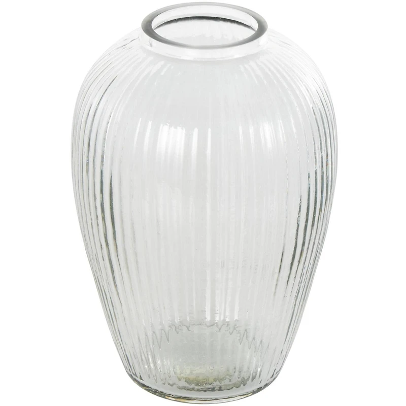 9.5" Clear Glass Ribbed Fluted Decorative Vase