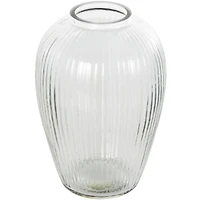 9.5" Clear Glass Ribbed Fluted Decorative Vase